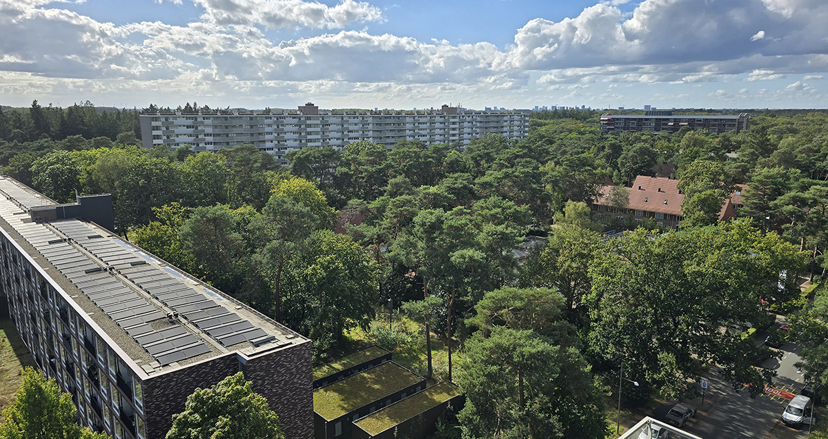 De wijk Kerckebosch in Zeist, gefotografeerd vanaf een hoog punt