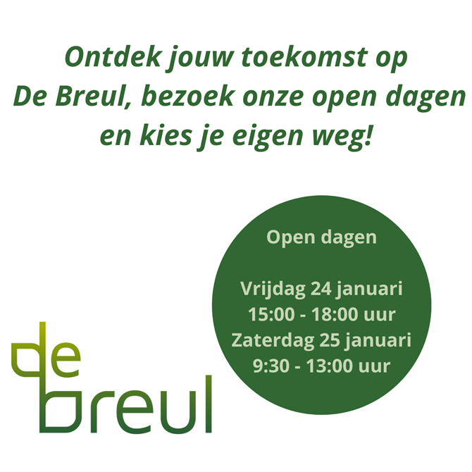 Banner over de open dagen bij De Breul in Zeist