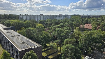 Een deel van de vernieuwde wijk Kerckebosch, gezien vanaf een hoge flat