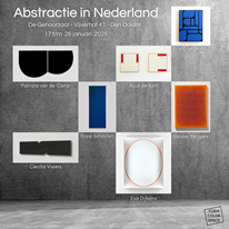 Poster van de expositie 'Abstractie in Nederland' in de gehoorzaal in Den Dolder